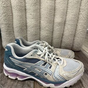 Asics White and Blue Athletic Sneakers